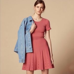 Sandro Etor Eyelet-detail Pleated Dress